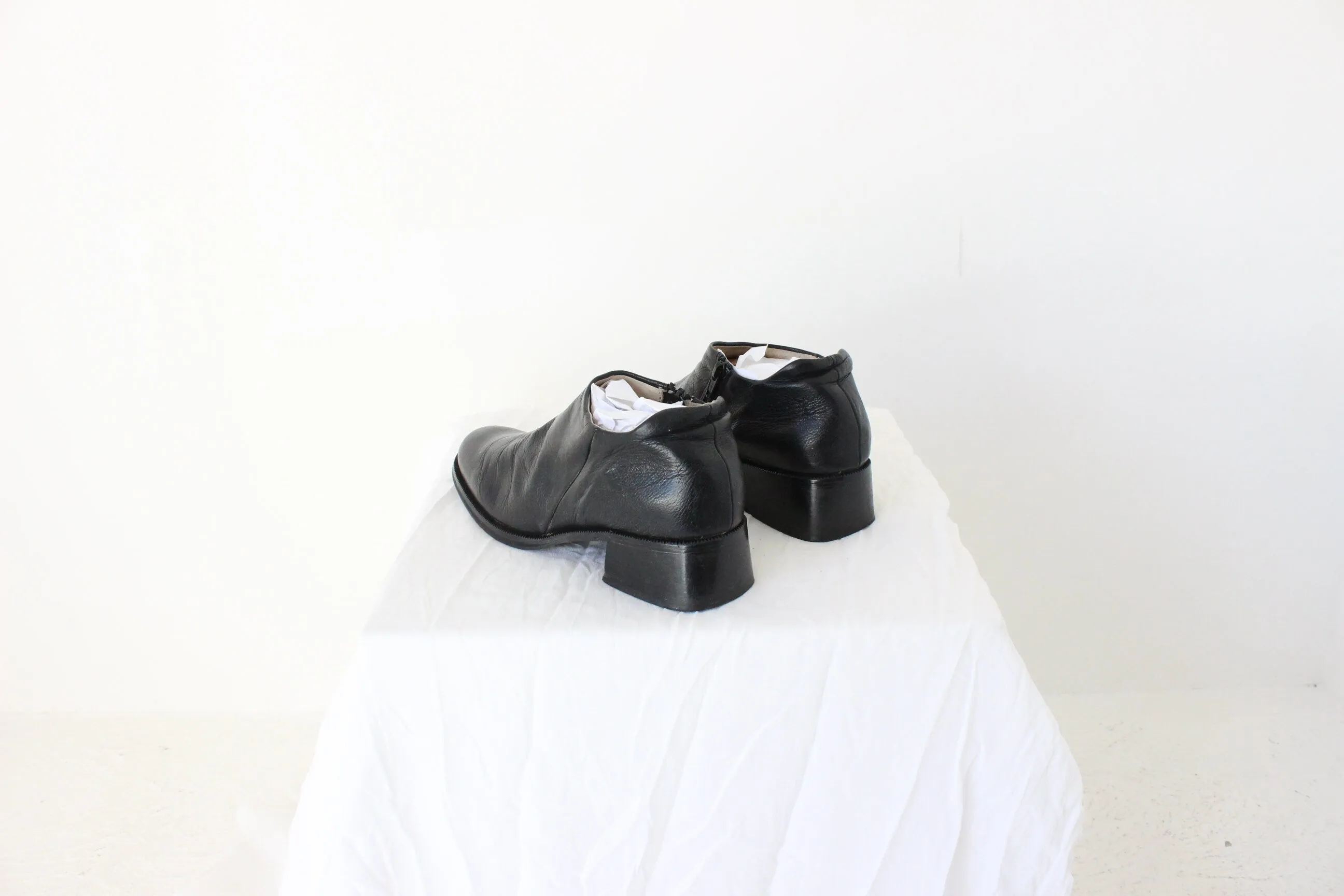 90s Leather New Zealand Made Minimal Boot / Loafer / Brogue Hybrid - Euro 38