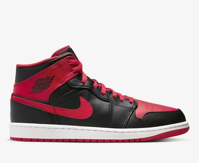 Air Jordan 1 Mid Black Fire Red Sale