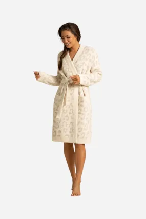 Barefoot Dreams CozyChic Women's Barefoot In The Wild Robe Cream Stone - Small