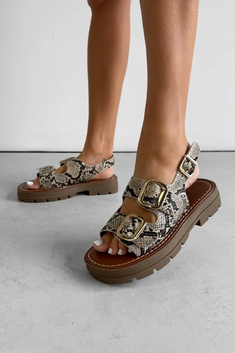 CHARLIE Chunky Buckle Sandals - Snake