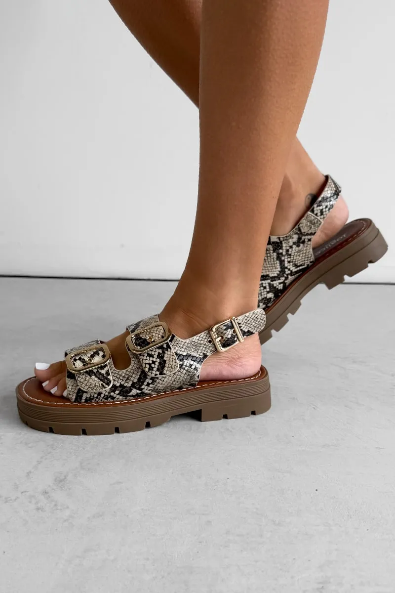 CHARLIE Chunky Buckle Sandals - Snake