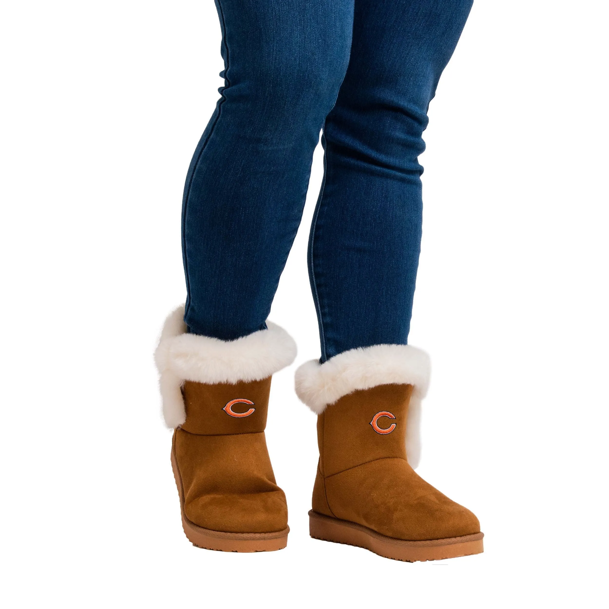 Chicago Bears NFL Womens White Fur Boots