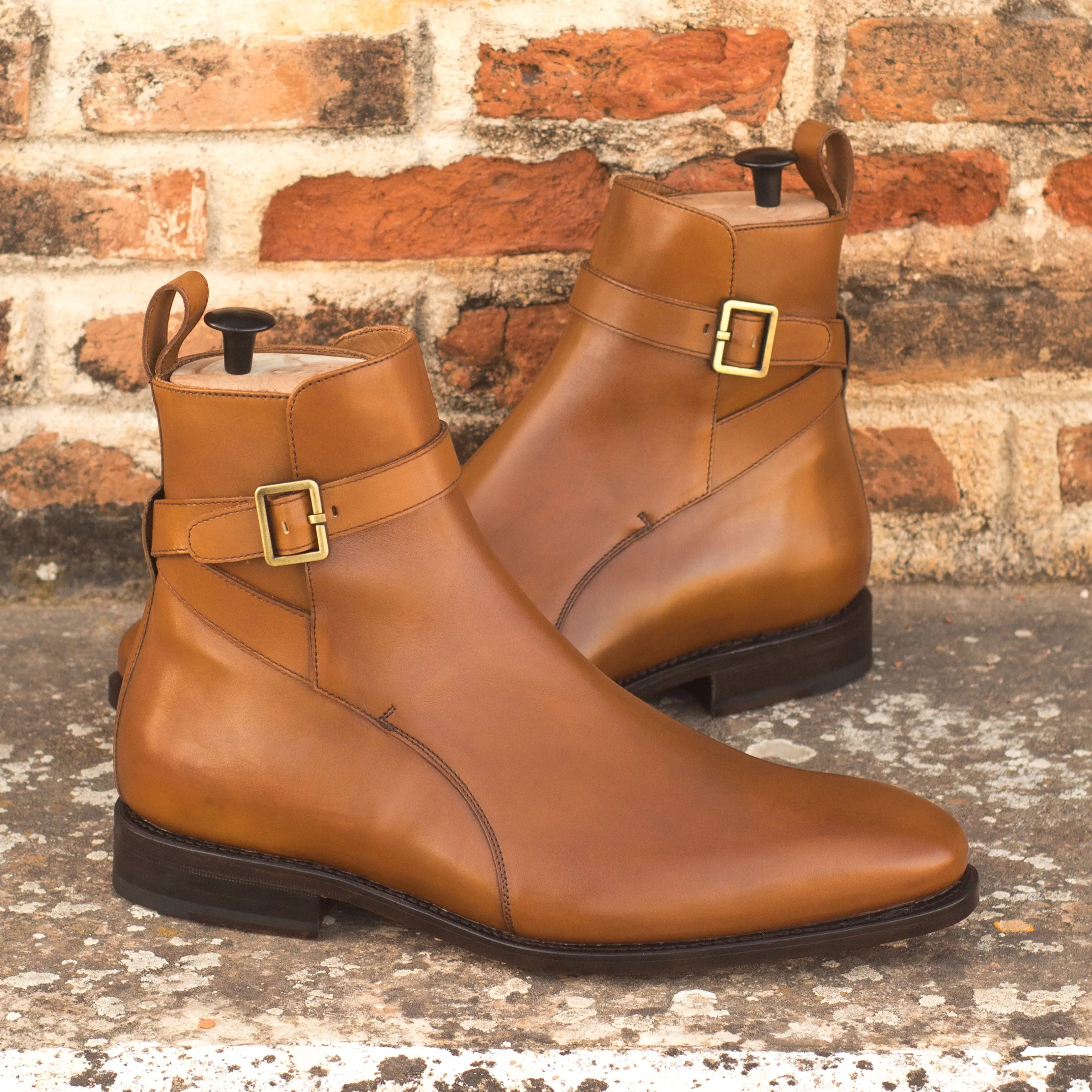 Cognac Calf Leather Jodhpur Boots