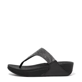 Fitflop Women's Lulu Glitz Toe Post Sandal All Black