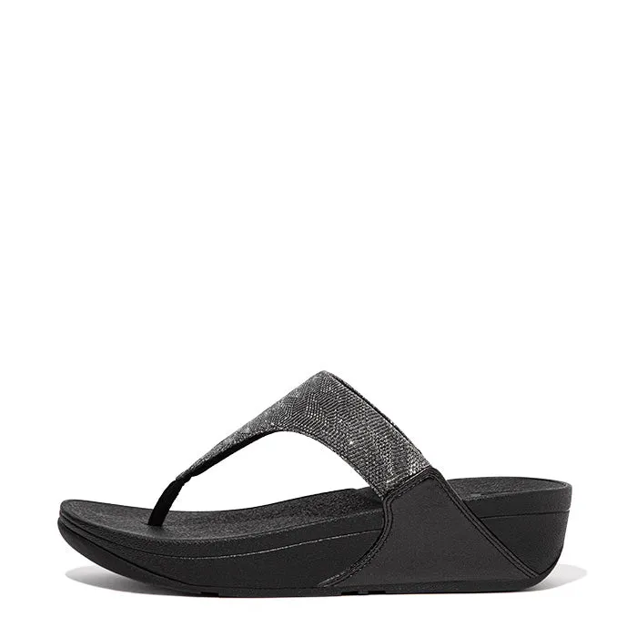 Fitflop Women's Lulu Glitz Toe Post Sandal All Black