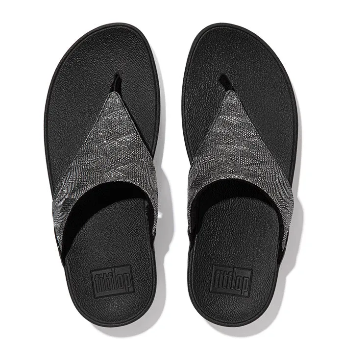 Fitflop Women's Lulu Glitz Toe Post Sandal All Black
