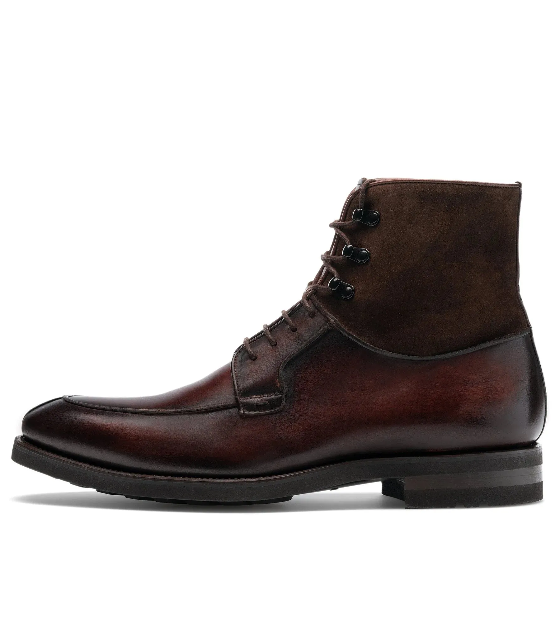 Height Increasing Brown Leather Amines Chunky Derby Boots