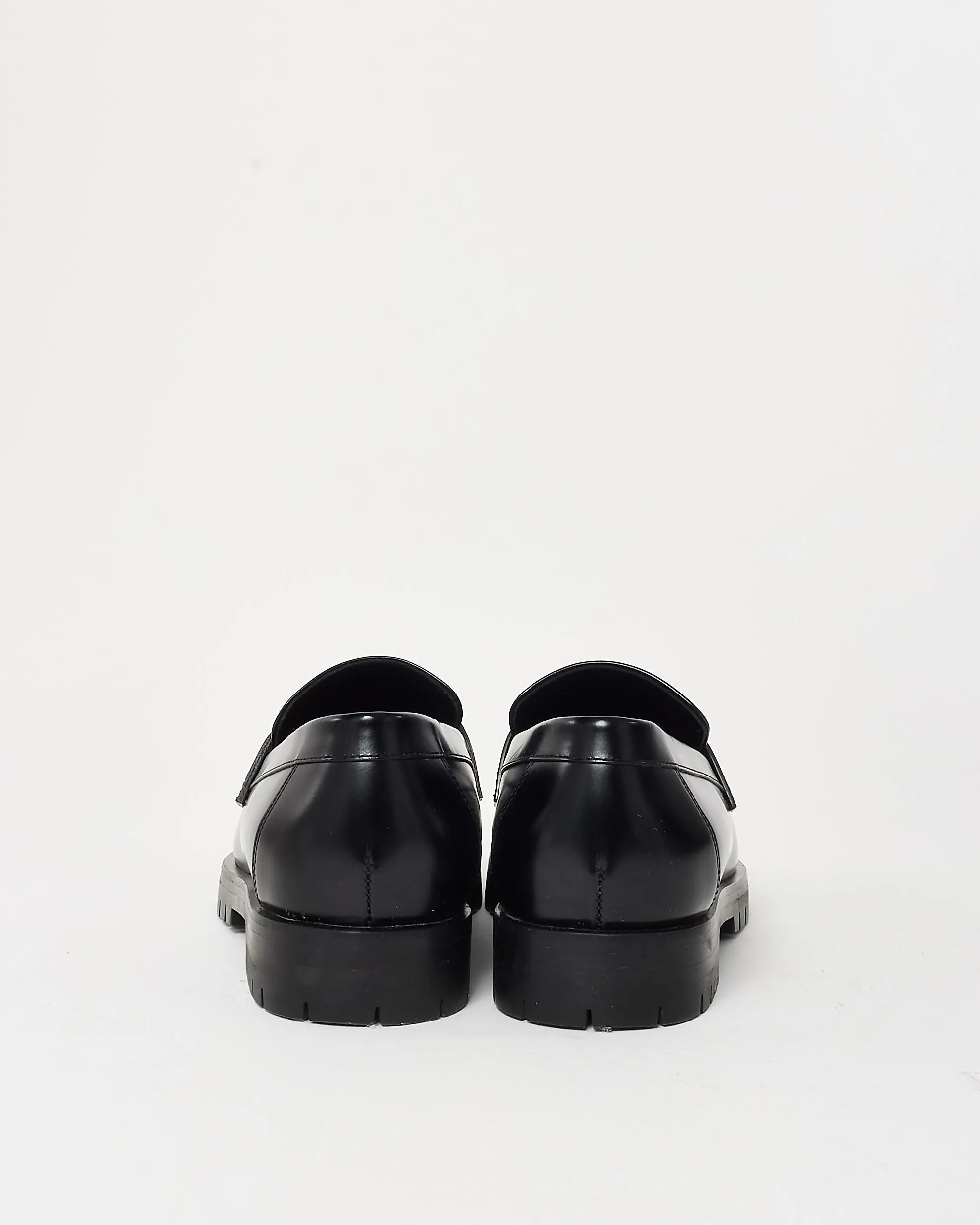 Hermès Black Leather Faubourg Silver H Logo Loafers - 36