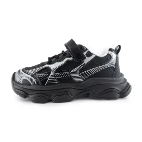 Kids' Chunky Sneakers – 128 Black & Silver Lightweight Shoes