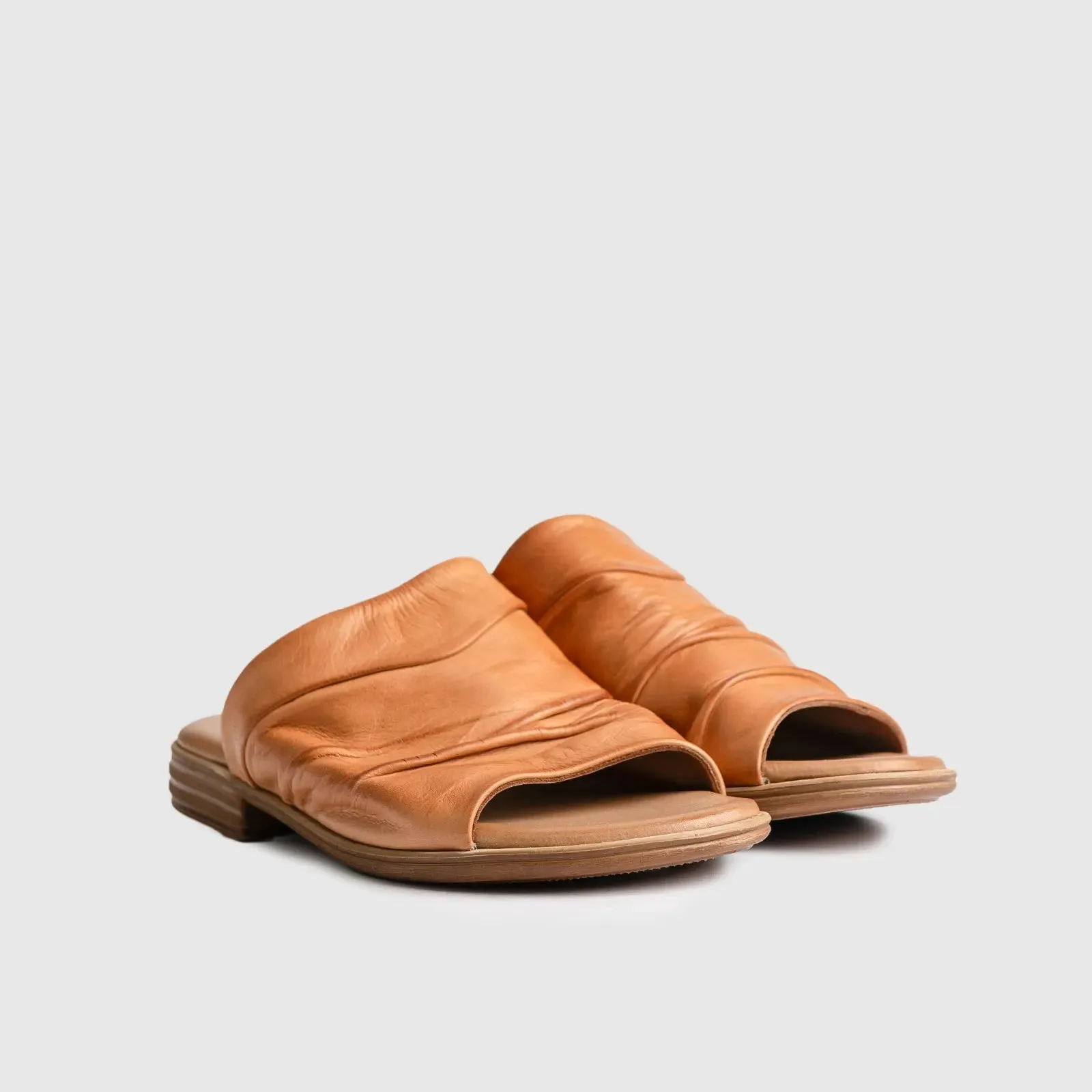 Leather Flat Comfort Sandals Tan 8540