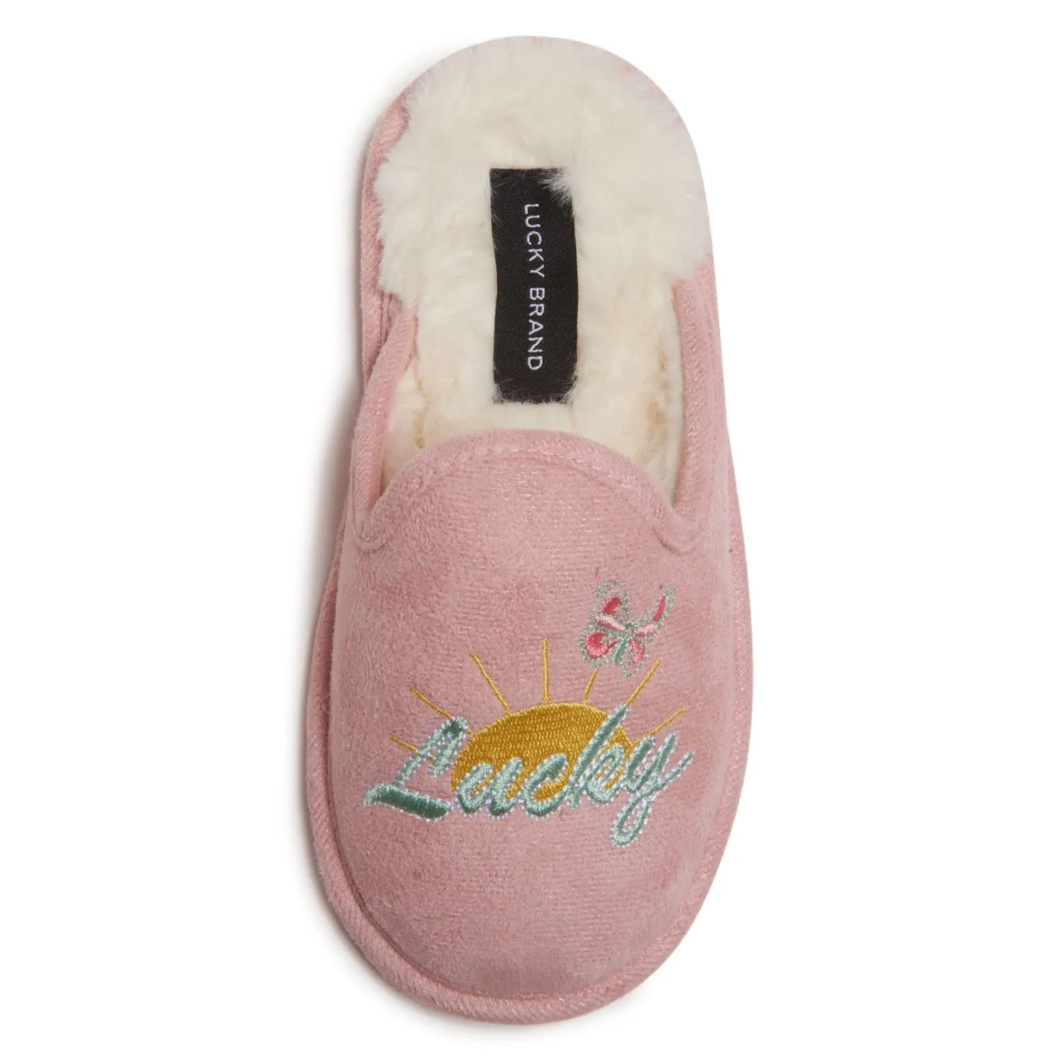 Lucky Brand Girls Micro Suede Scuff Slippers, Fuzzy Rubber Sole House Shoes, Kids Faux Fur Lined Indoor Outdoor Slipper