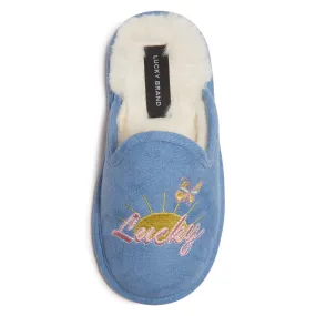 Lucky Brand Girls Micro Suede Scuff Slippers, Fuzzy Rubber Sole House Shoes, Kids Faux Fur Lined Indoor Outdoor Slipper