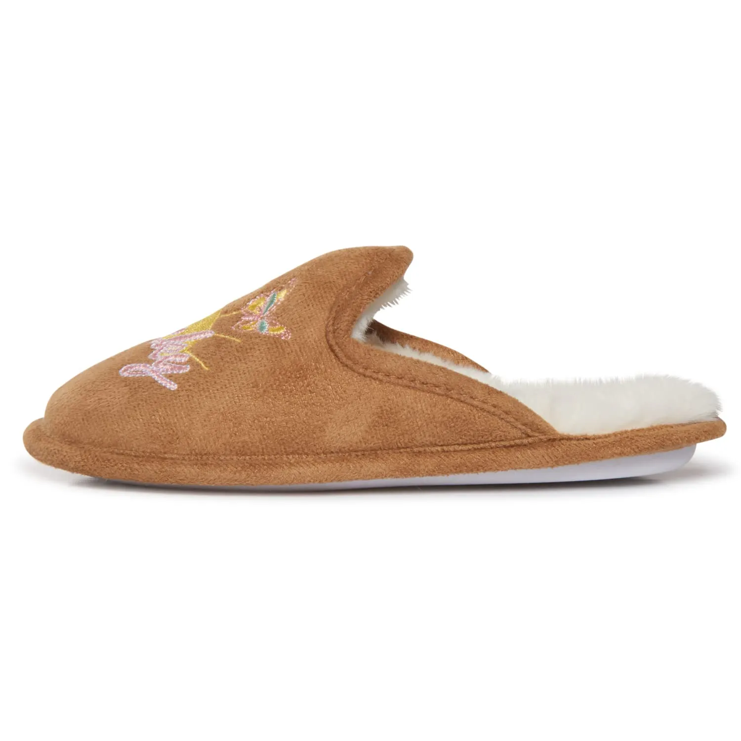 Lucky Brand Girls Micro Suede Scuff Slippers, Fuzzy Rubber Sole House Shoes, Kids Faux Fur Lined Indoor Outdoor Slipper