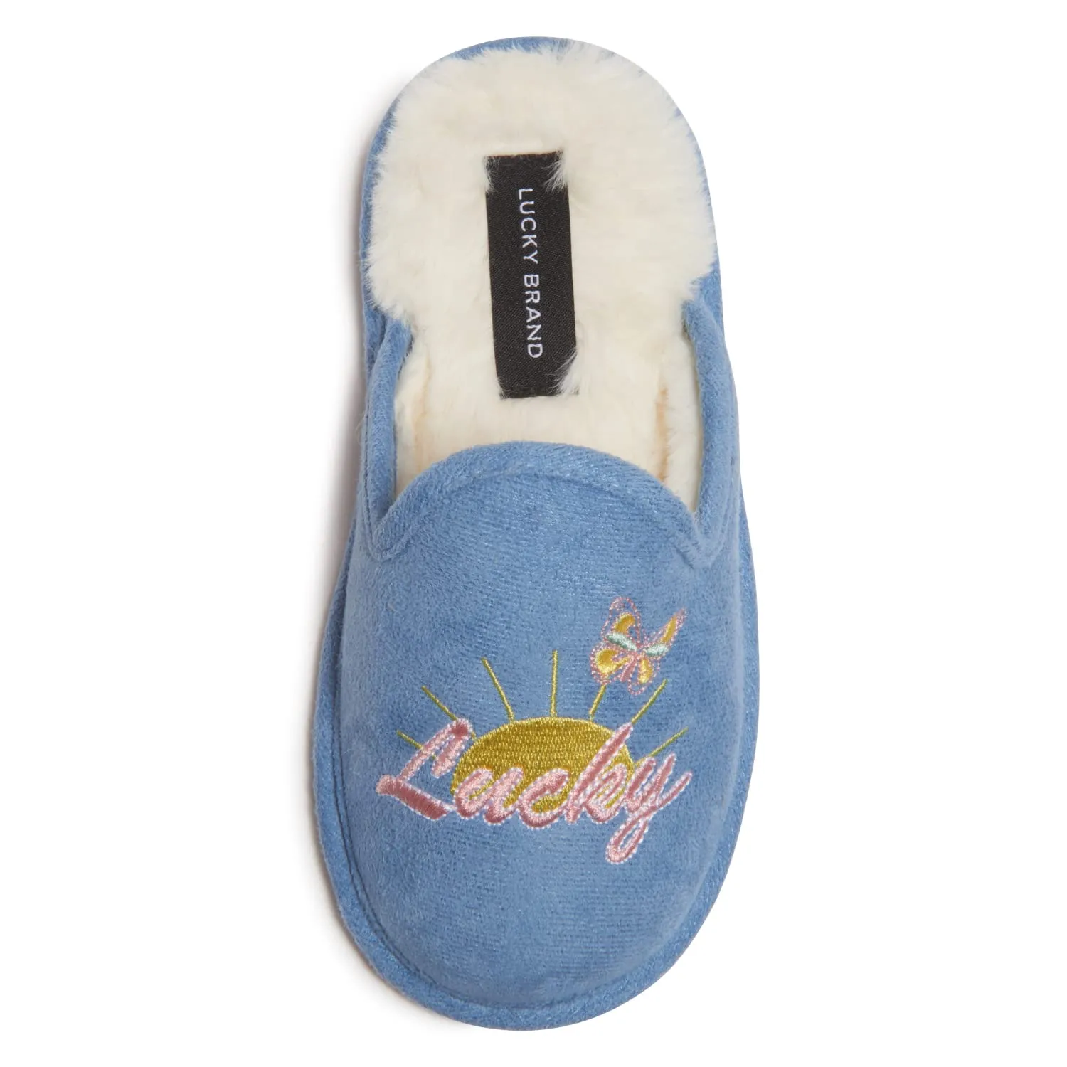Lucky Brand Girls Micro Suede Scuff Slippers, Fuzzy Rubber Sole House Shoes, Kids Faux Fur Lined Indoor Outdoor Slipper