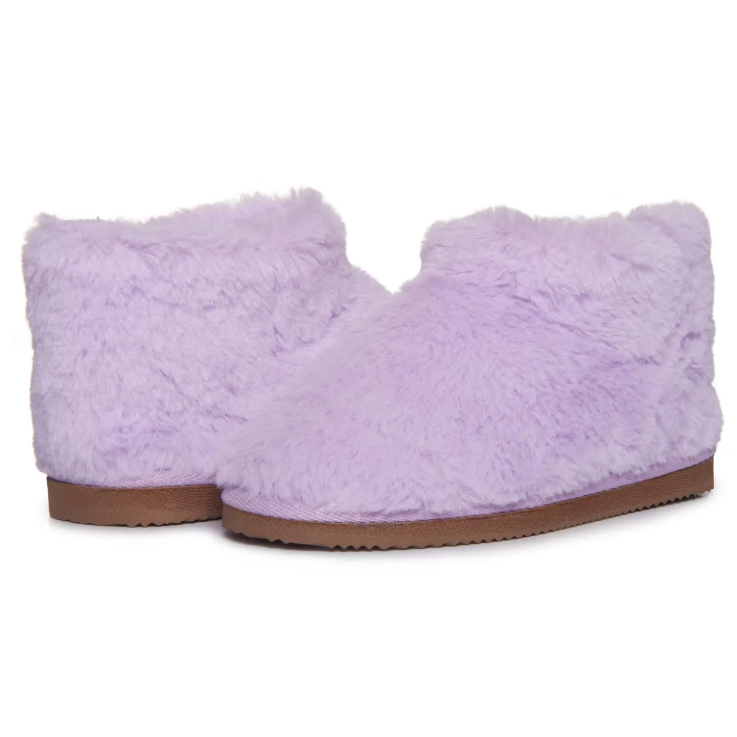 Lucky Brand Girls Plush Bootie Slippers, Fuzzy Rubber Sole Bedroom Slipper Booties, Little Kids Cozy Fluffy House Shoes Boots
