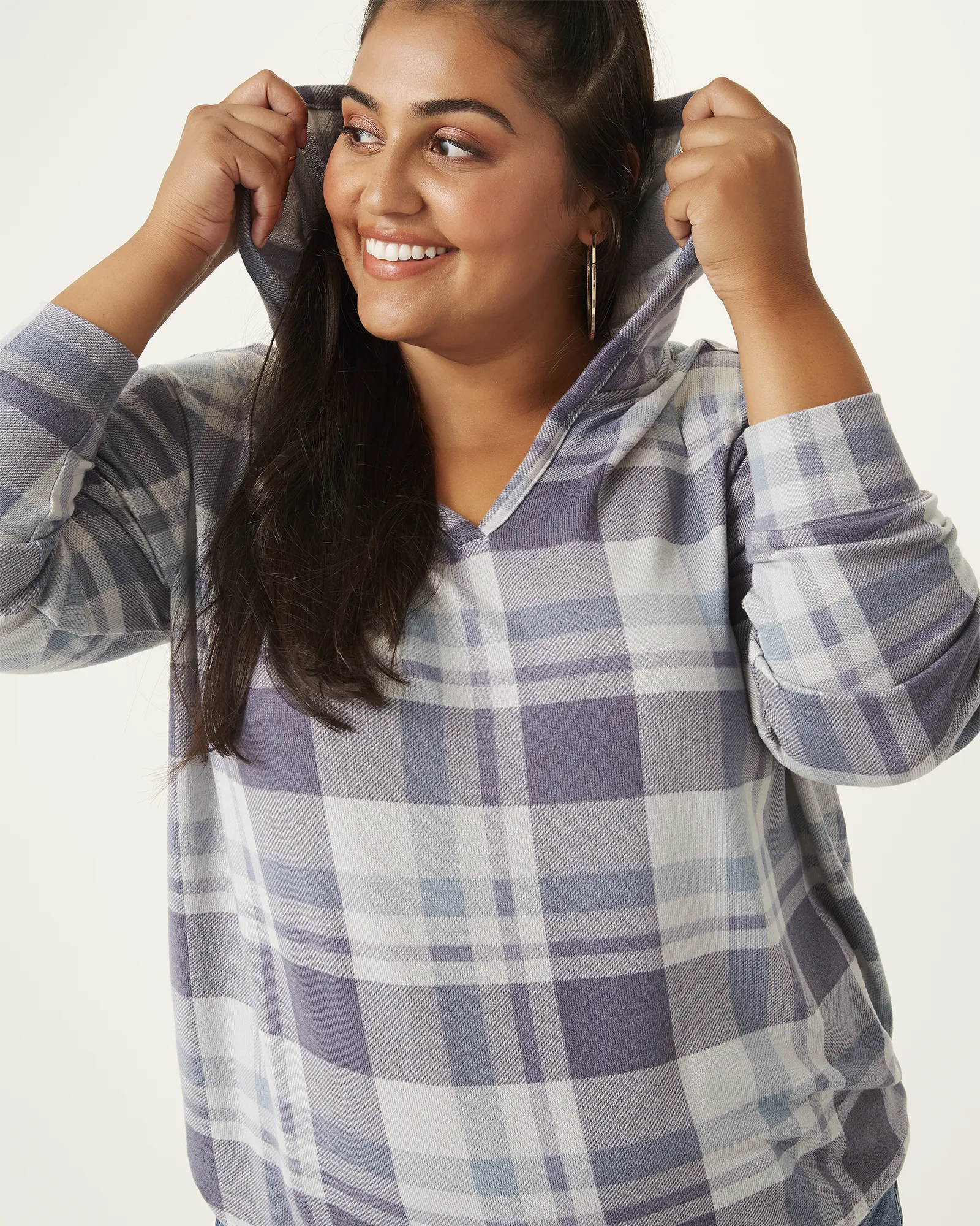 Maya Printed Hoodie | Light Grey / Light Blue