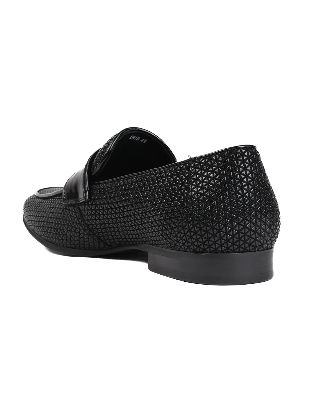 Men Black Patterned Loafers