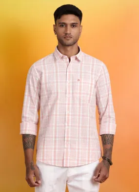 Peach Seersucker Checked