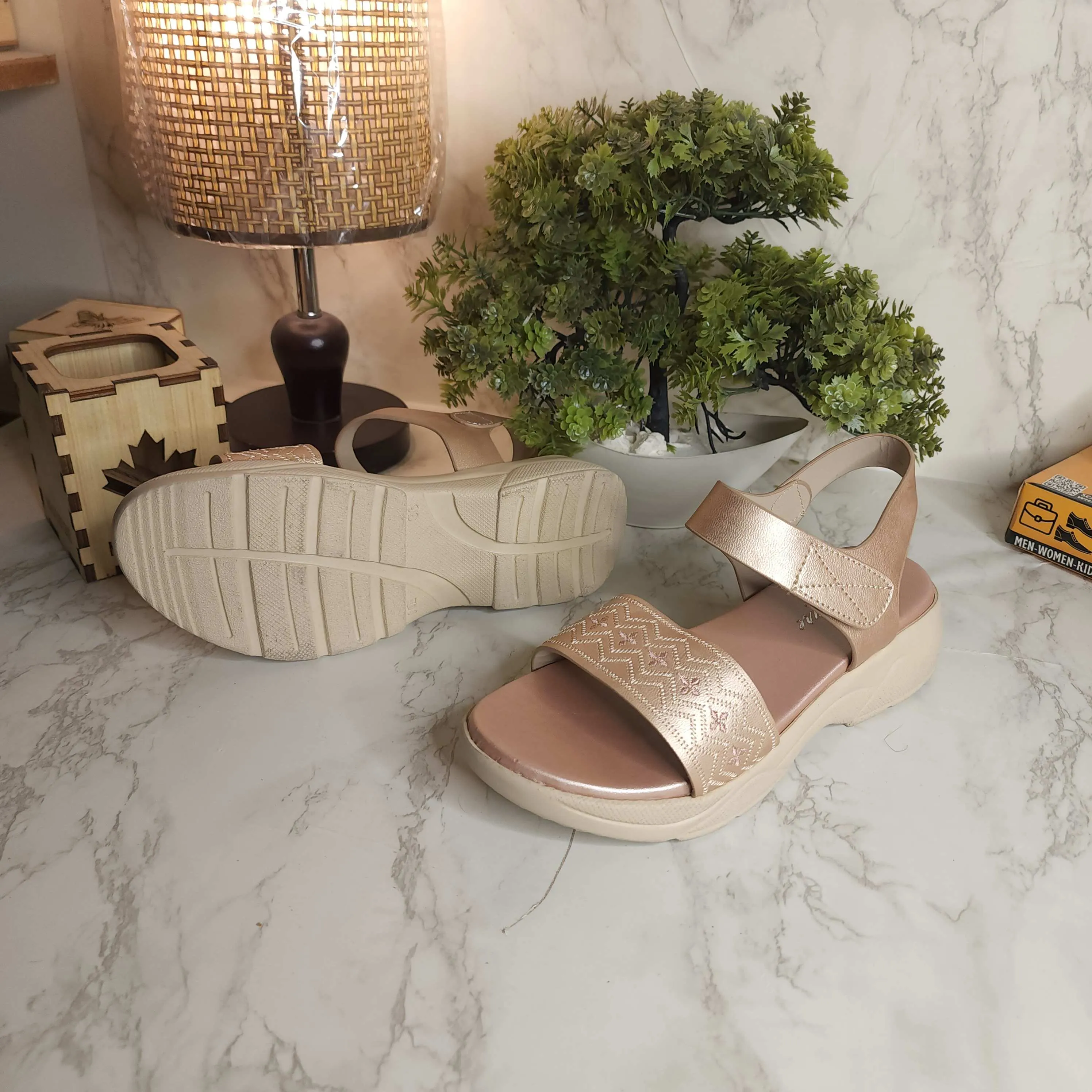 Peach Wedge Sandals