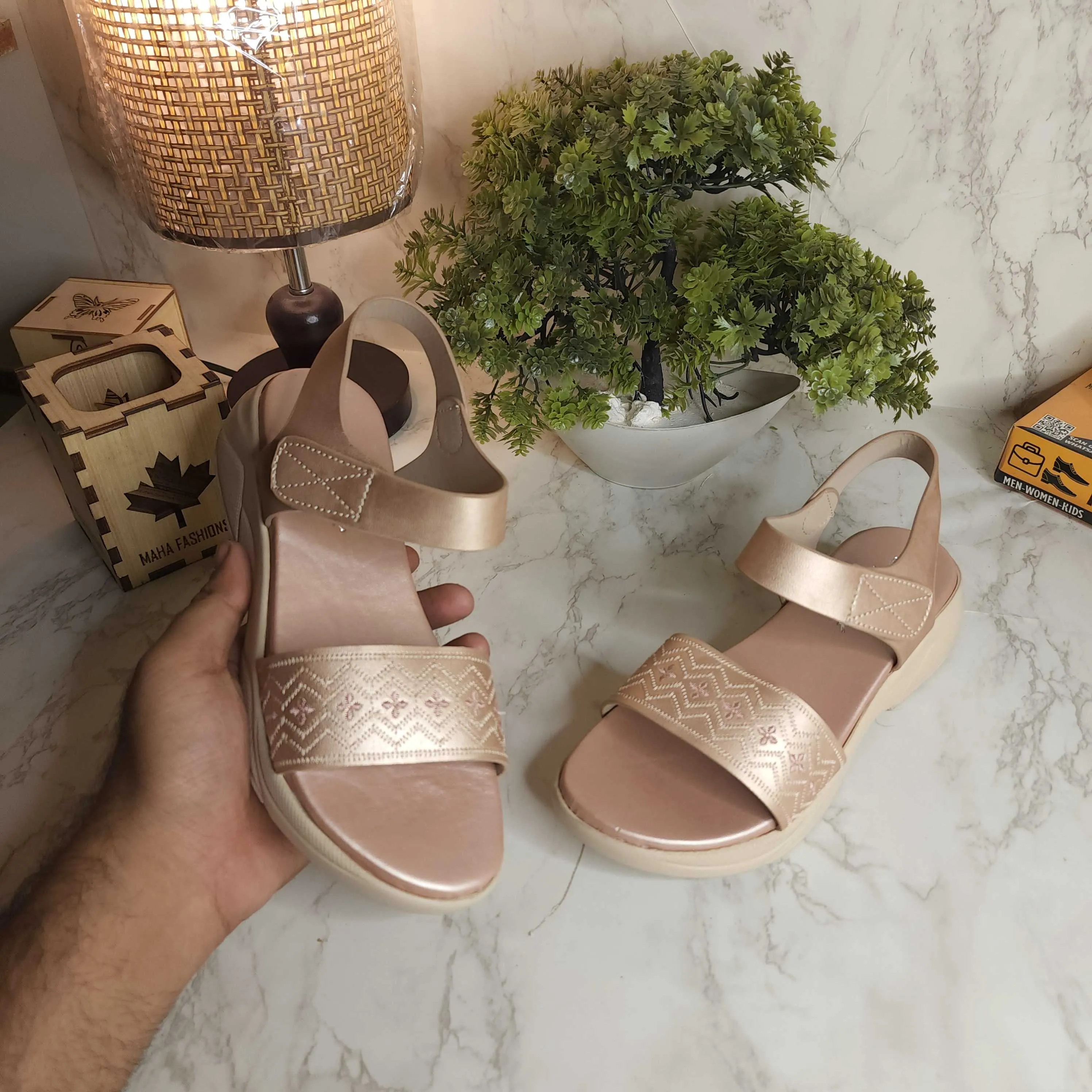 Peach Wedge Sandals