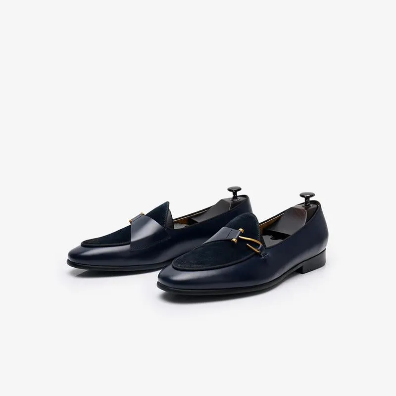 Polished Leather Tuxedo Loafers