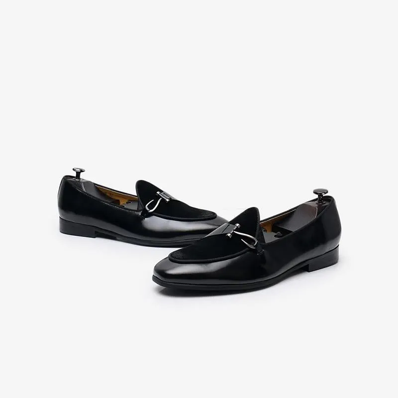 Polished Leather Tuxedo Loafers