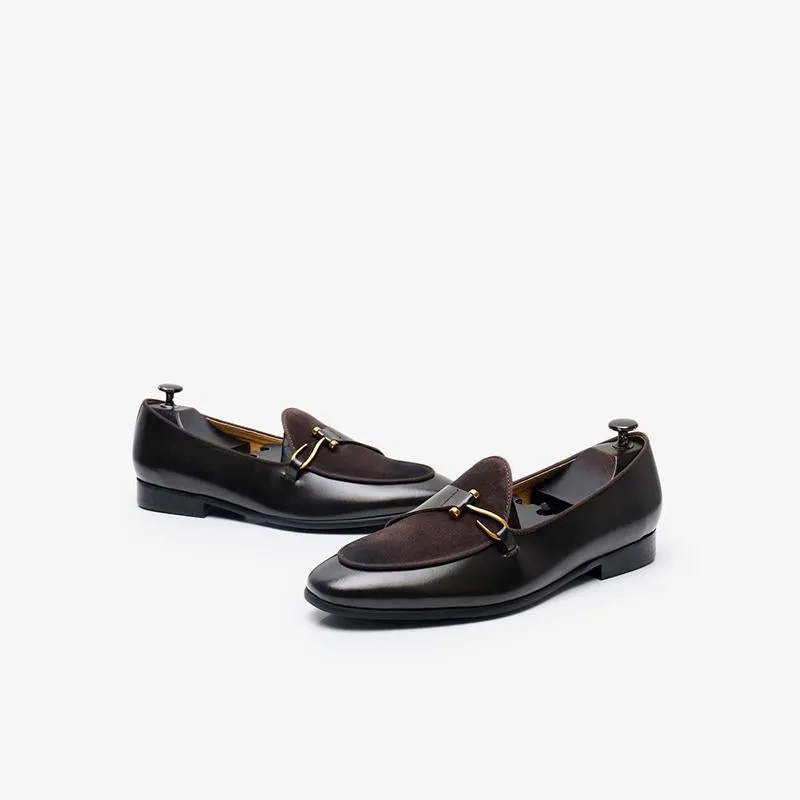 Polished Leather Tuxedo Loafers