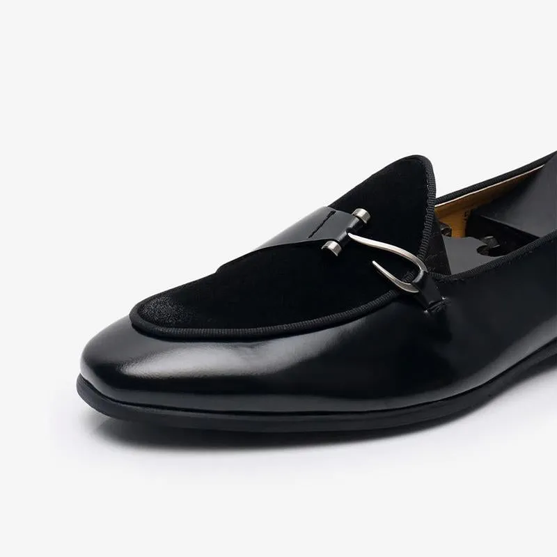 Polished Leather Tuxedo Loafers