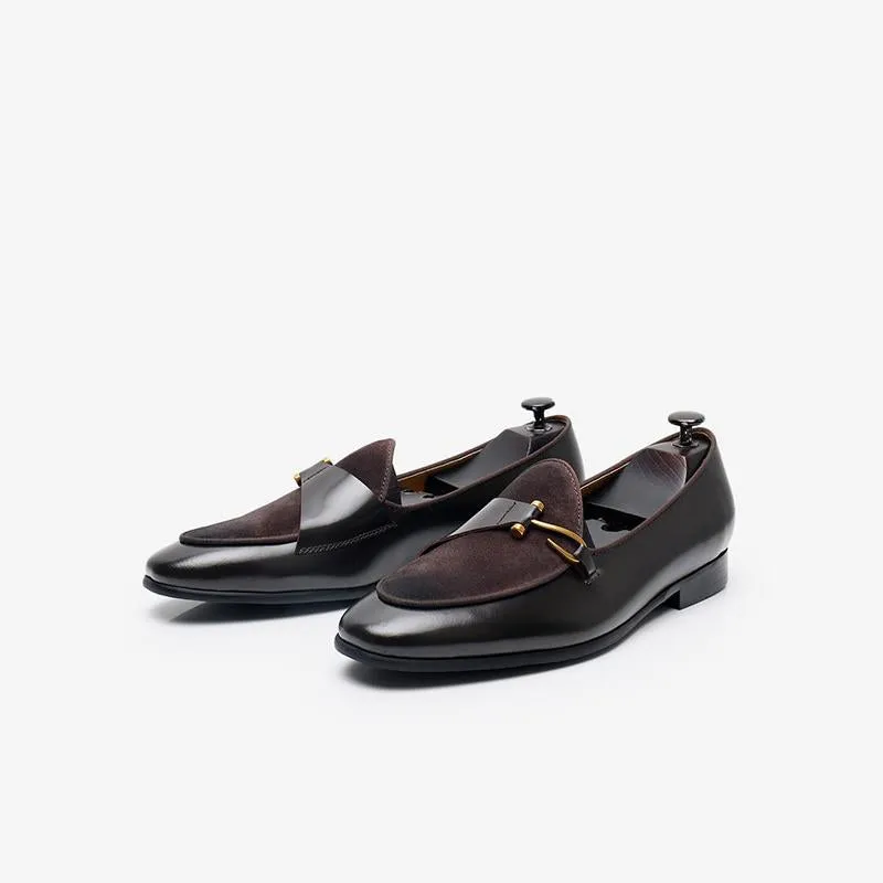 Polished Leather Tuxedo Loafers