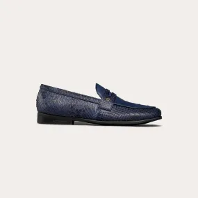 Python Leather & Ostrich Leather Penny Loafers