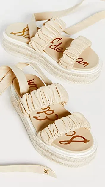 Sam Edelman Kerin Sand Braided Wraparound Tie Straps Open Toe Platform Sandals