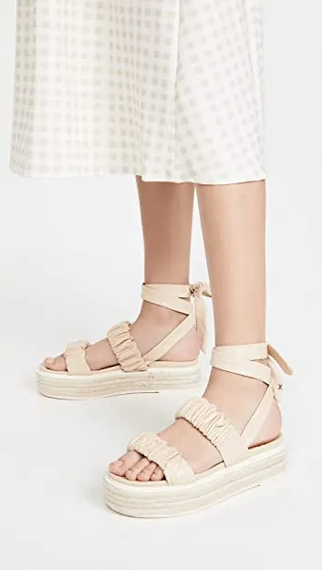 Sam Edelman Kerin Sand Braided Wraparound Tie Straps Open Toe Platform Sandals