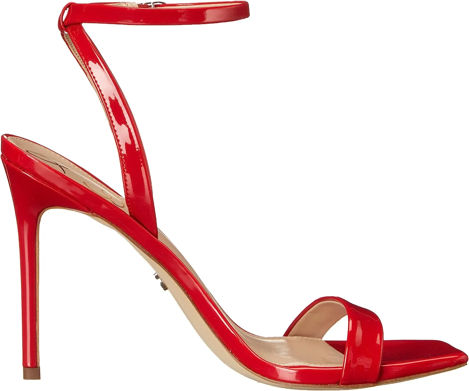 Sam Edelman Orchid Red Square Toe Buckle Ankle Strap Lofty Stiletto Heel Sandals