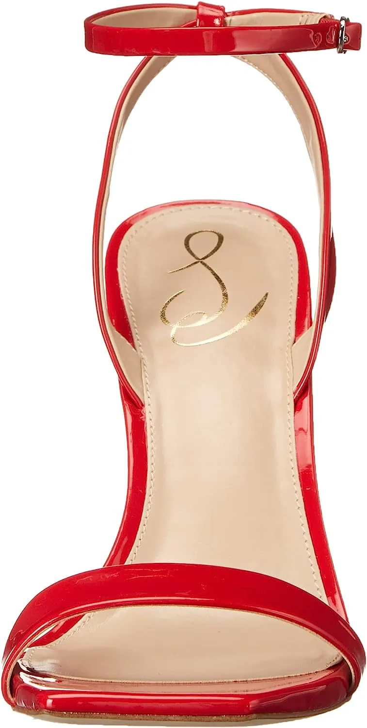 Sam Edelman Orchid Red Square Toe Buckle Ankle Strap Lofty Stiletto Heel Sandals