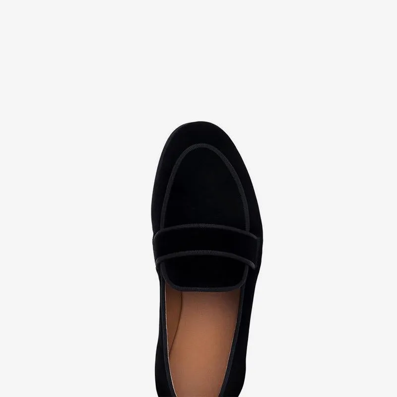 Sophisticated Black Velvet Slip-On Loafers