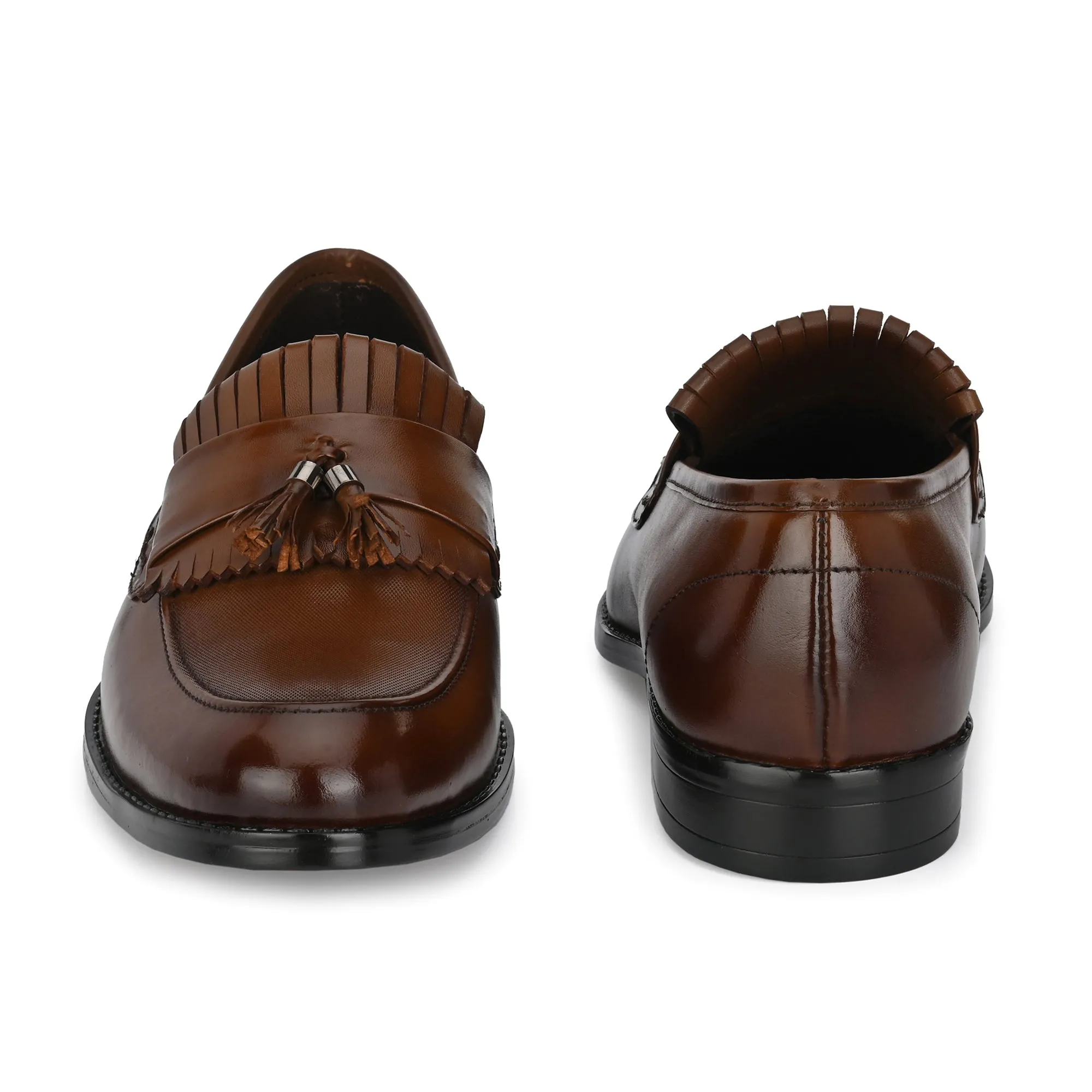 Tassled Formal Penny Loafers For Men with Textured Top