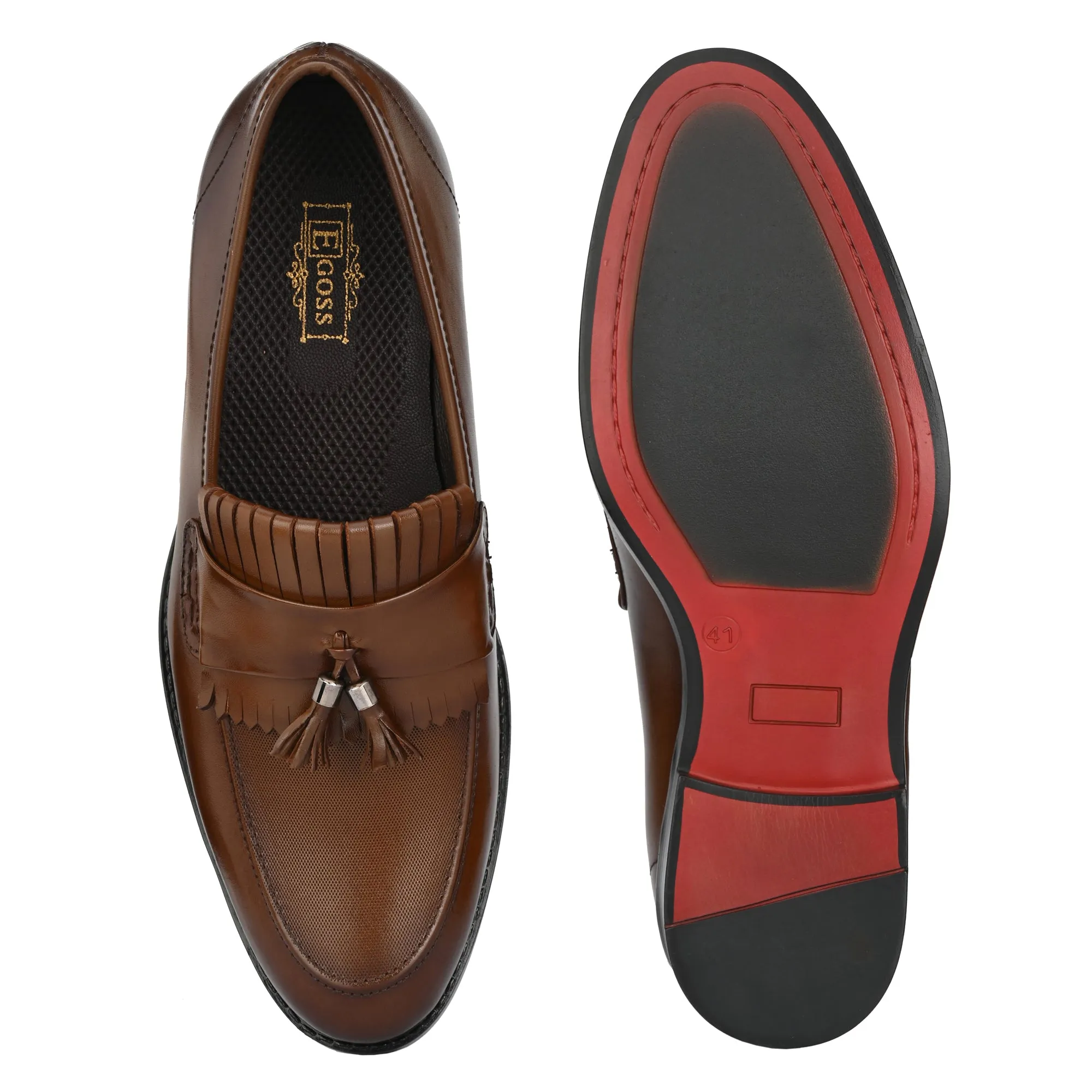Tassled Formal Penny Loafers For Men with Textured Top