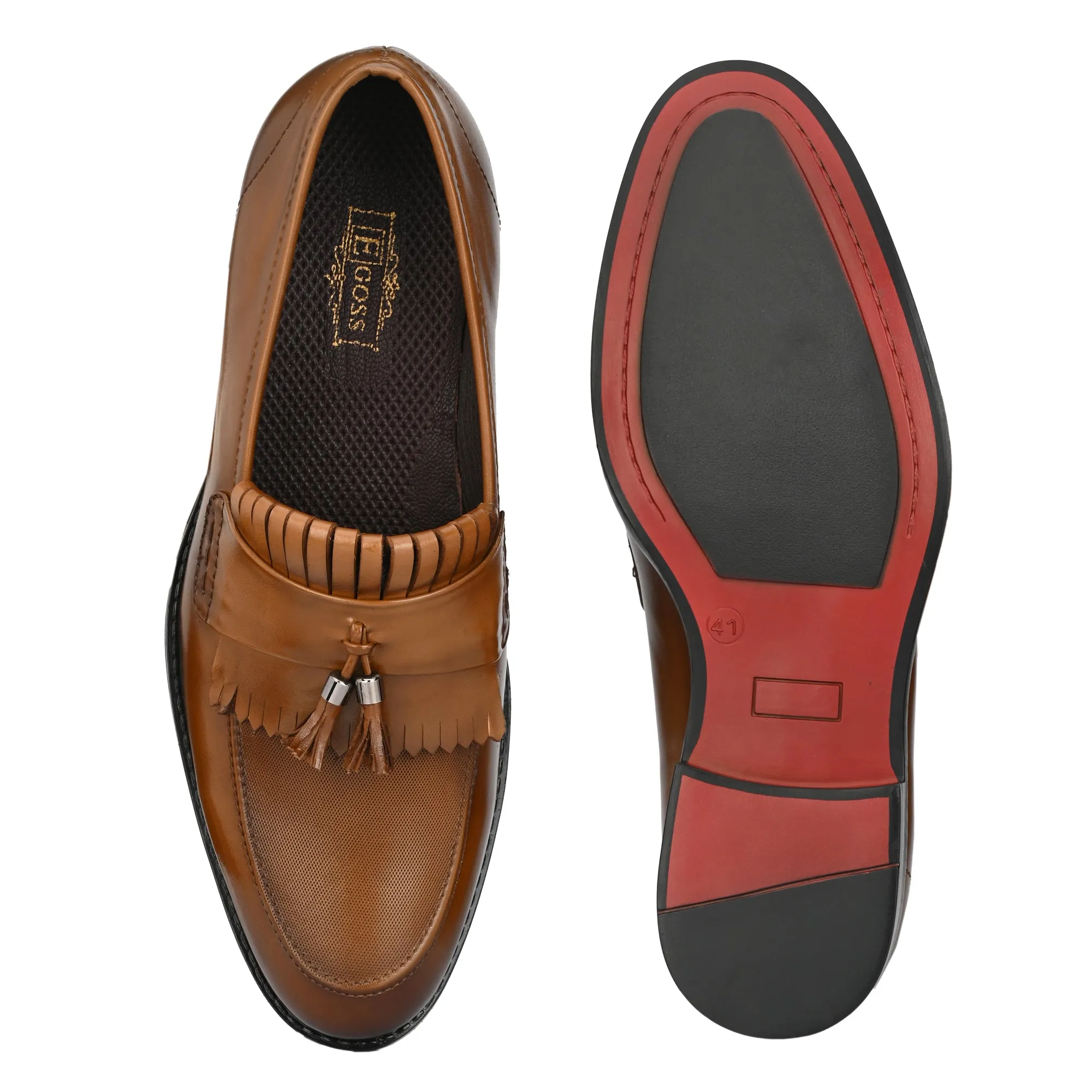 Tassled Formal Penny Loafers For Men with Textured Top