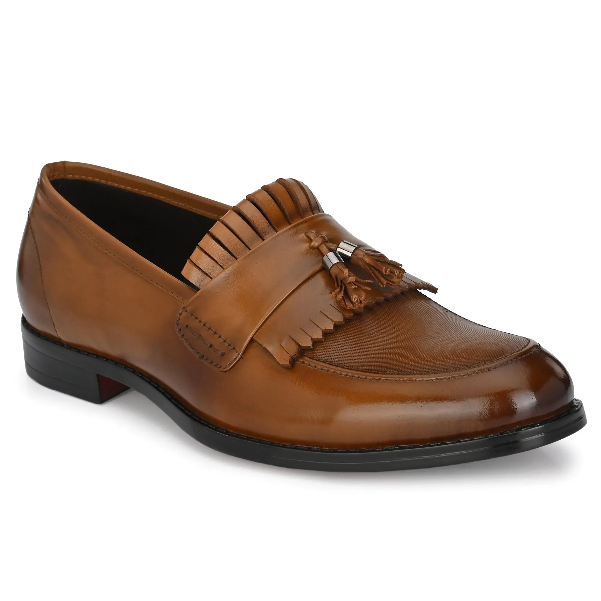 Tassled Formal Penny Loafers For Men with Textured Top