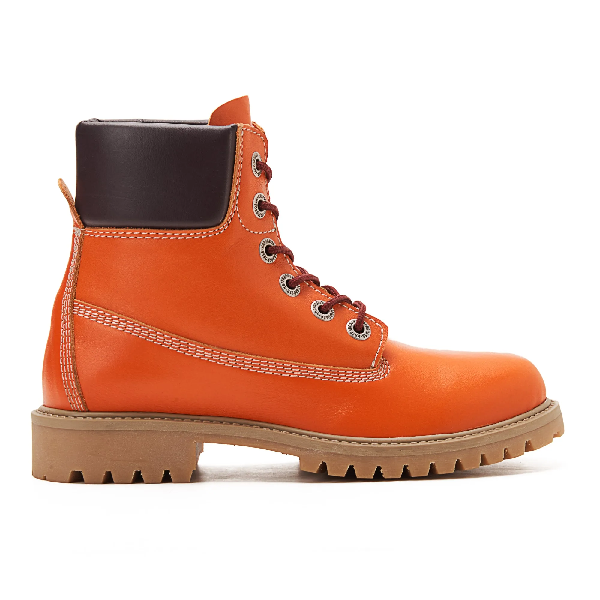 Women Genuine Leather Lace Up Half Boots - Orange