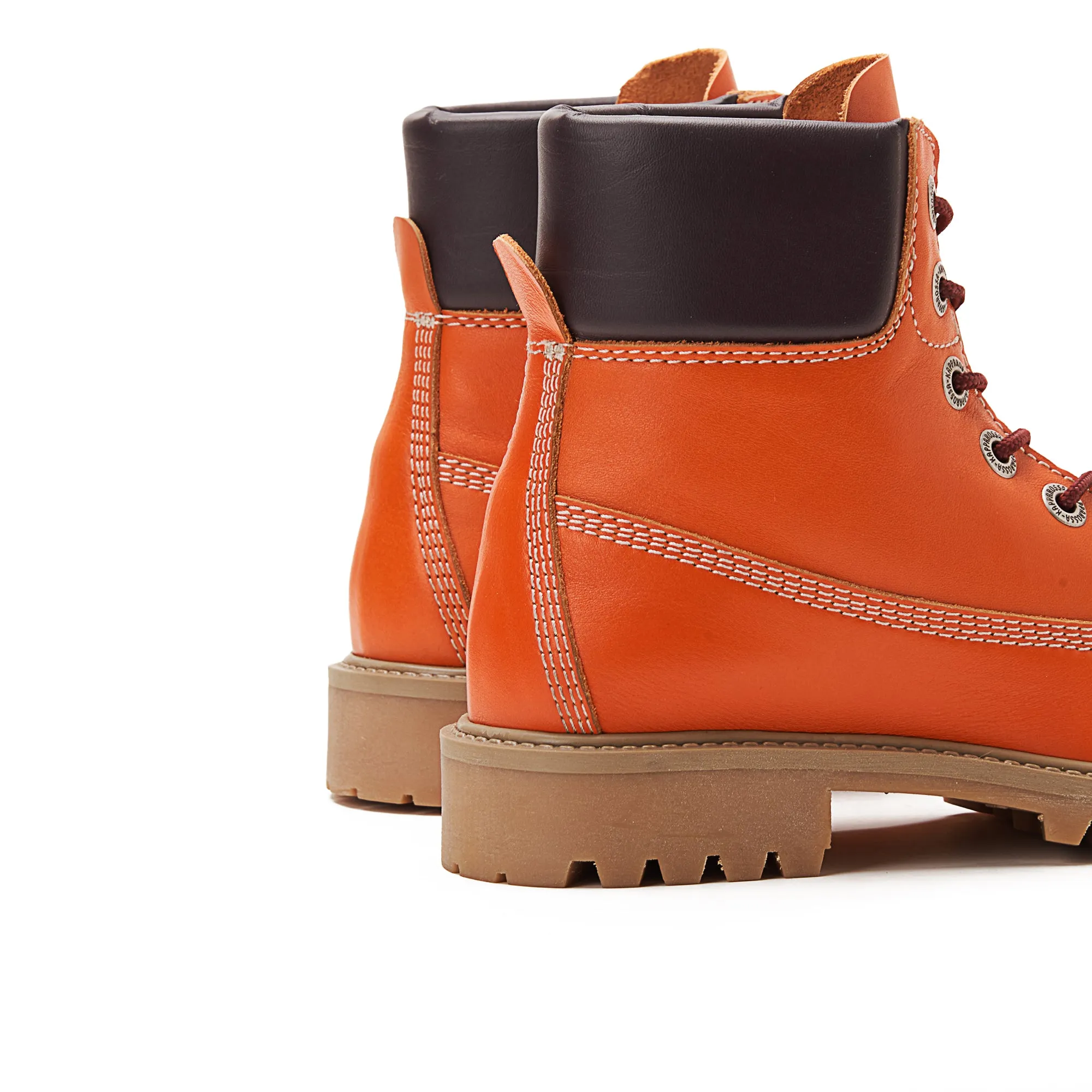 Women Genuine Leather Lace Up Half Boots - Orange