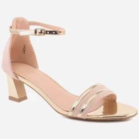 Women "NAOMO" Low Heel Pretty Shiny Ankle Fastening Sandals