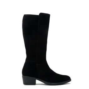 Women Suede Knee High-Top Side Zipper Boots
