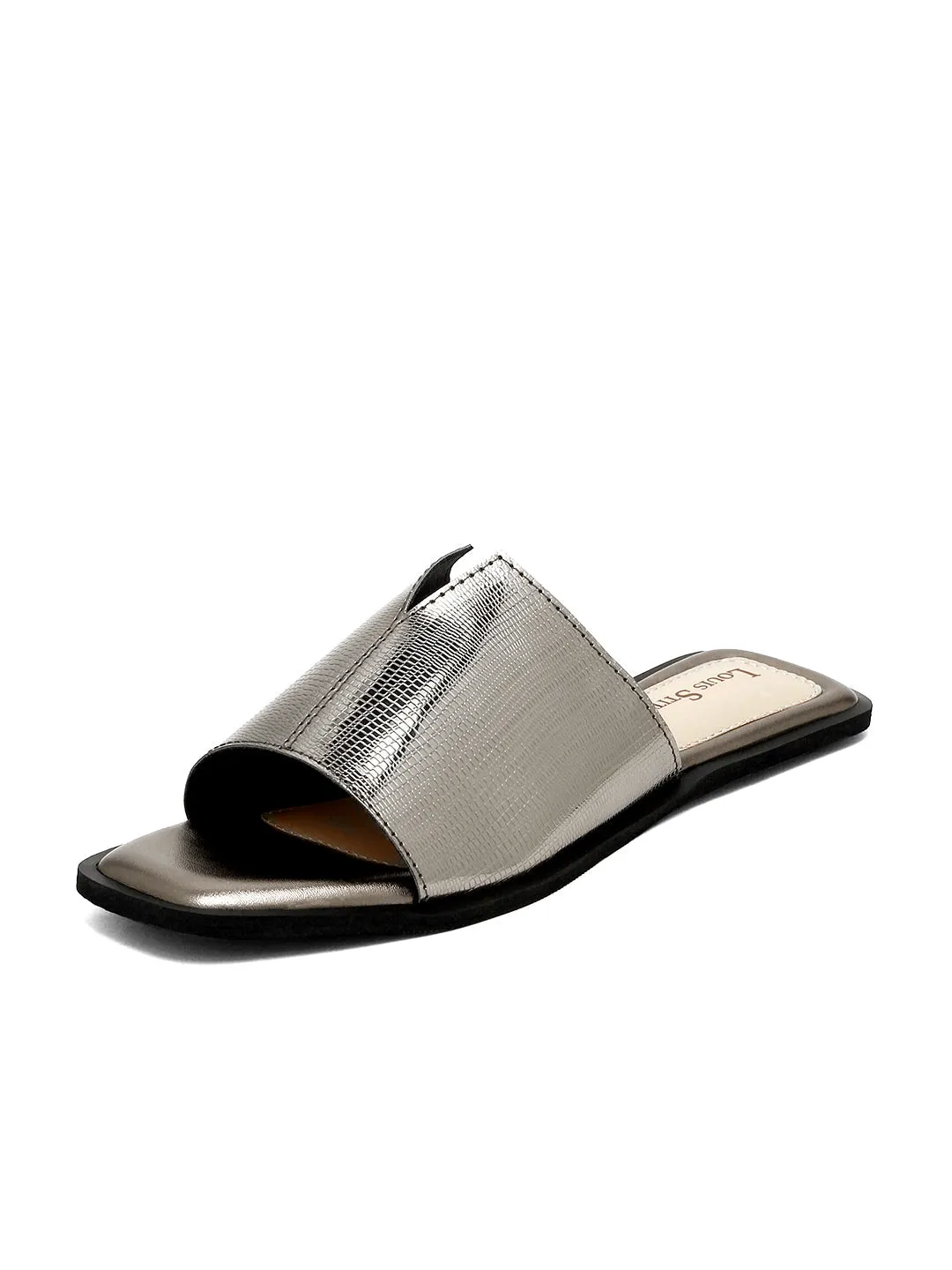 Women's Grey Flat Fashion Shiny Strap Lightweight Sandals