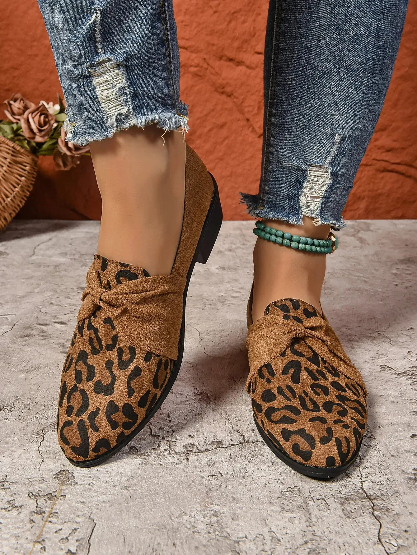 Women's Loafers Pointed Toe Chunky Heel Shoes