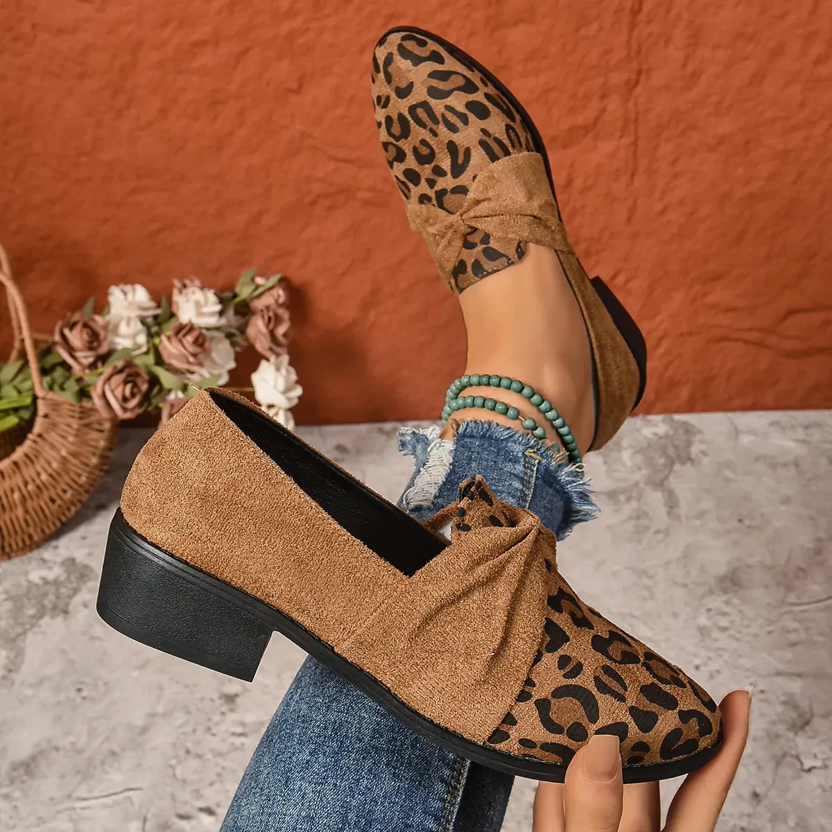 Women's Loafers Pointed Toe Chunky Heel Shoes