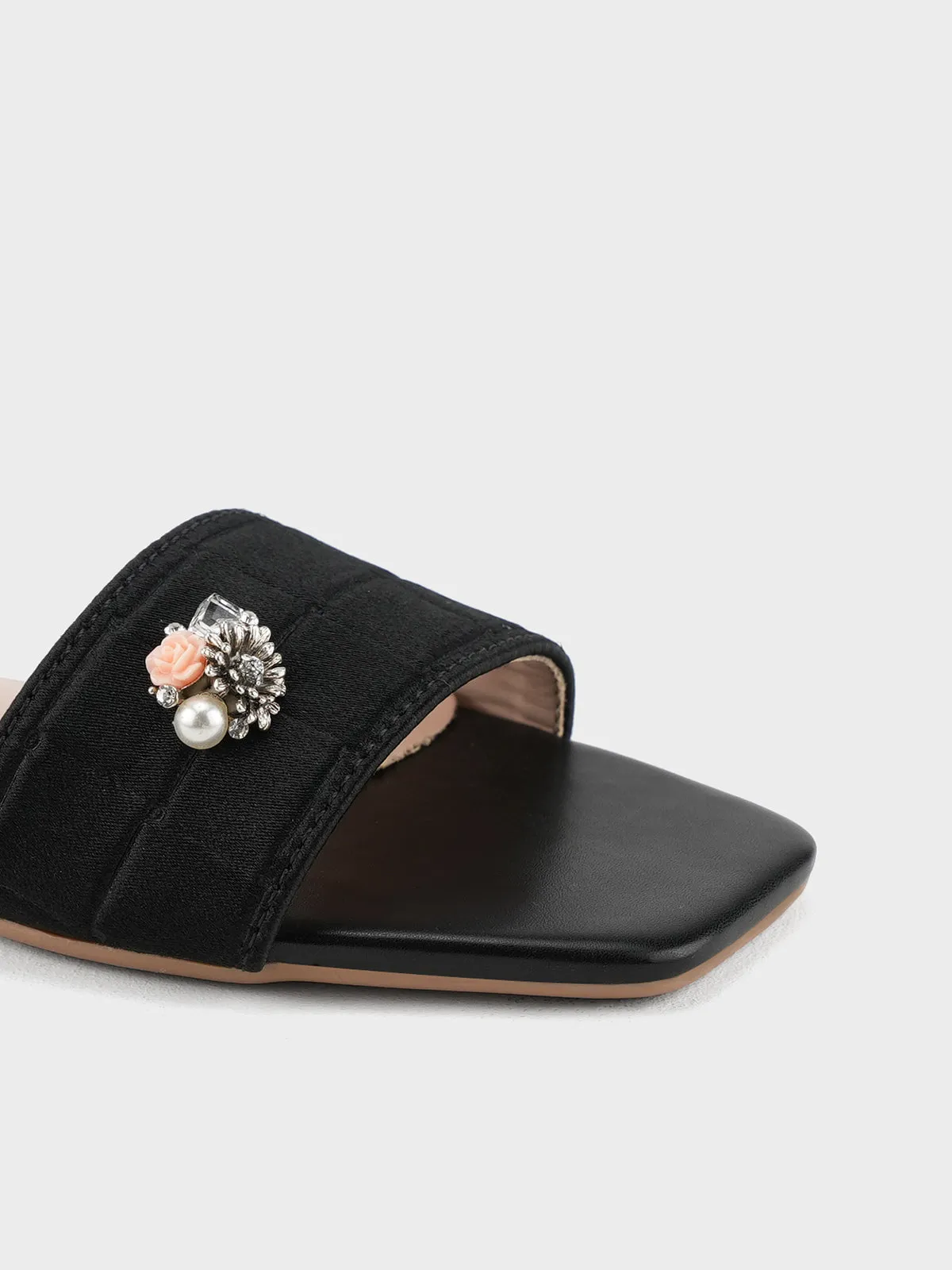 Womens "FERRULE" Satin Decorated Slippers