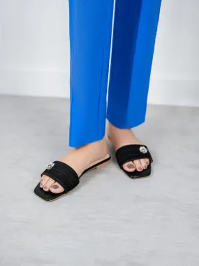 Womens "FERRULE" Satin Decorated Slippers