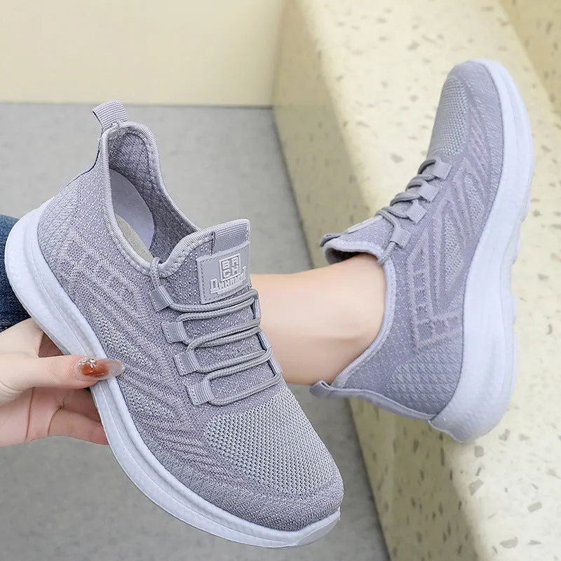 xakxx Sneaker Women's  Spring and Summer New Women's Flying Woven Soft Bottom Light Running Shoes Breathable Non-Slip Comfortable Pumps Women's