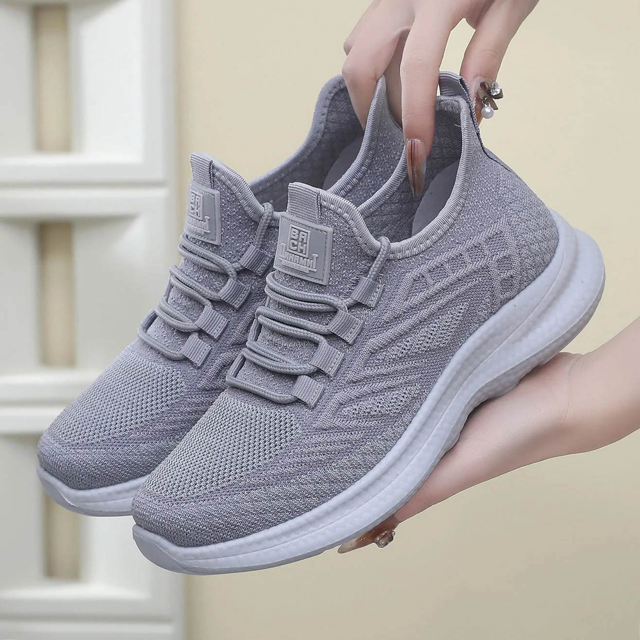 xakxx Sneaker Women's  Spring and Summer New Women's Flying Woven Soft Bottom Light Running Shoes Breathable Non-Slip Comfortable Pumps Women's
